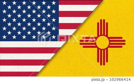 Flags of USA and New Mexico. collaboration of USA and New Mexico. Double flag 102966414