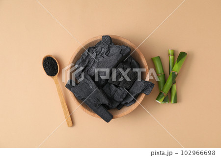 Concept of face and skin care - bamboo and charcoal 102966698