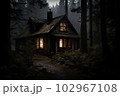 Woodhouse in the woods at night 102967108