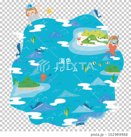 Exciting illustrations of the sea and islands with clouds 102969988