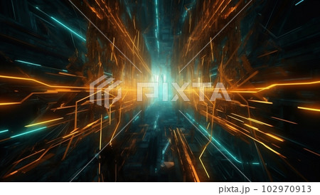 line background motion light yellow design modern blue futuristic abstract technology. Generative AI. 102970913