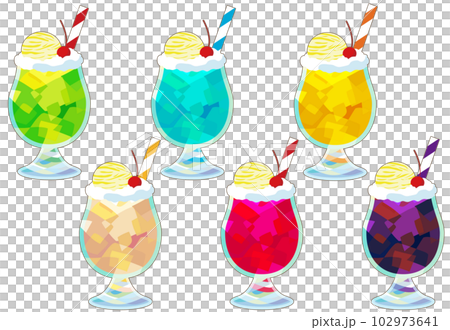 夏季甜品吸管奶油蘇打插圖集 夏季甜品吸管奶油蘇打插圖集 102973641