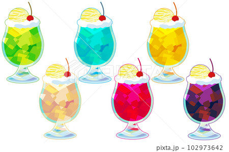 夏に飲まれる爽やかなクリームソーダのイラストセット 夏に飲まれる爽やかなクリームソーダのイラストセット 102973642