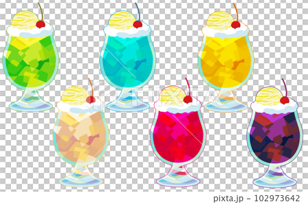 夏に飲まれる爽やかなクリームソーダのイラストセット 夏に飲まれる爽やかなクリームソーダのイラストセット 102973642
