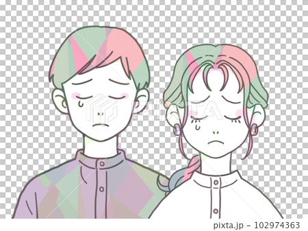 スタンドカラーの泣く男女(マルチカラー) スタンドカラーの泣く男女(マルチカラー) 102974363