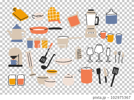手寫廚房配件套裝暖線圖 102975367