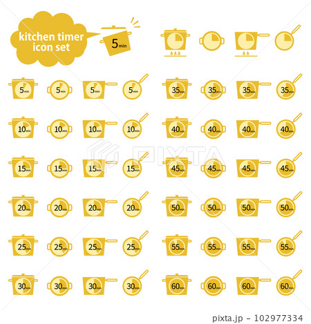 シンプルな5分刻みのキッチンタイマーのベクターイラストアイコンセット(英語) シンプルな5分刻みのキッチンタイマーのベクターイラストアイコンセット(英語) 102977334
