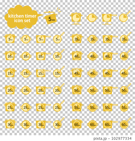 シンプルな5分刻みのキッチンタイマーのベクターイラストアイコンセット(英語) シンプルな5分刻みのキッチンタイマーのベクターイラストアイコンセット(英語) 102977334