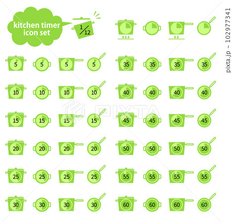 シンプルな5分刻みのキッチンタイマーのベクターイラストアイコンセット（数字のみ） 102977341
