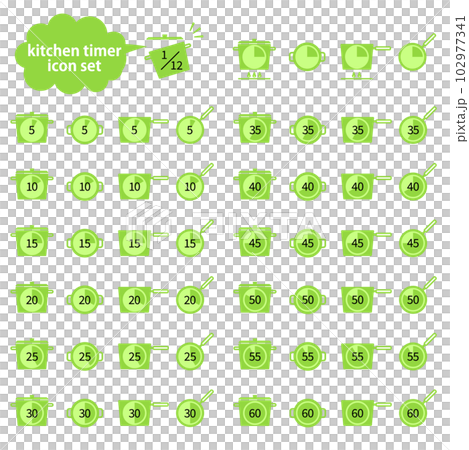 シンプルな5分刻みのキッチンタイマーのベクターイラストアイコンセット（数字のみ） 102977341