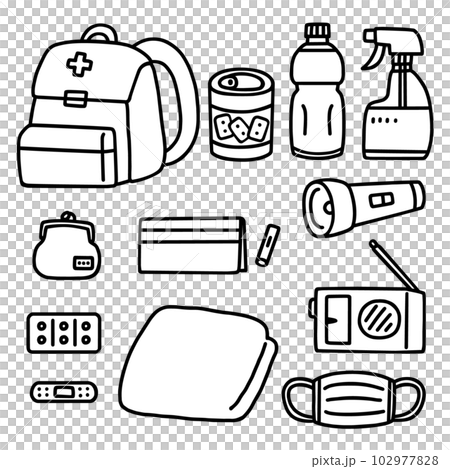 防災用品/線條圖 防災用品/線條圖 102977828