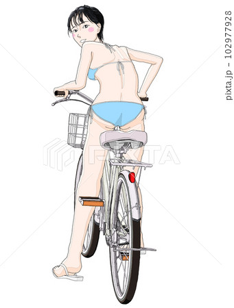 自転車に乗っているビキニ水着の女の子09ヘルメットなし 自転車に乗っているビキニ水着の女の子09ヘルメットなし 102977928