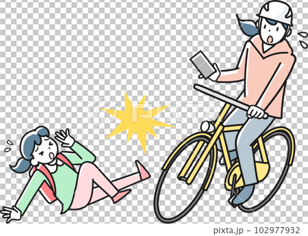 スマホを見ながら自転車を運転したために起きた衝突事故 スマホを見ながら自転車を運転したために起きた衝突事故 102977932