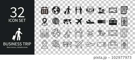 Icon set related to business trip 102977973