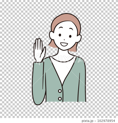 亞洲女人揮手的插圖素材 亞洲女人揮手的插圖素材 102978954