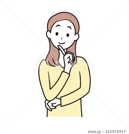 考え事をしている女性のイラスト素材 102978957