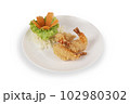 crispy fried shrimp served with fresh vegetable 102980302
