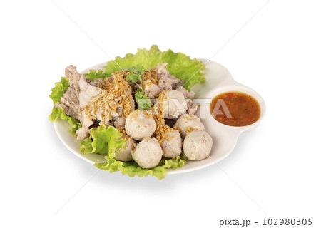 steamed meatballs and  pork 102980305