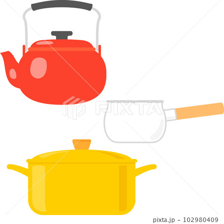 ホーローの鍋とヤカン 102980409
