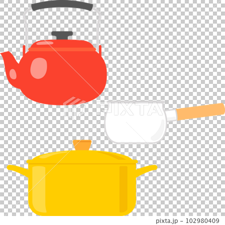 ホーローの鍋とヤカン 102980409