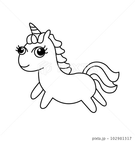 Unicorn cartoon coloring page illustration vector. For kids coloring book. Unicorn cartoon coloring page illustration vector. For kids coloring book. 102981317