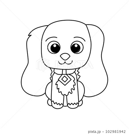 Cute dog animal cartoon illustration vector, for kids coloring book. 102981942