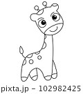 Cute giraffe animal cartoon illustration vector, for kids coloring book. 102982425