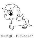 Cute unicorn animal cartoon illustration vector, for kids coloring book. 102982427