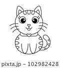 Cute cat cartoon illustration vector, for kids coloring book. 102982428