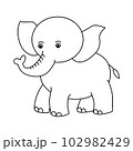 Cute elephant cartoon illustration vector, for kids coloring book. 102982429