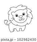 Cute lion cartoon illustration vector, for kids coloring book. 102982430