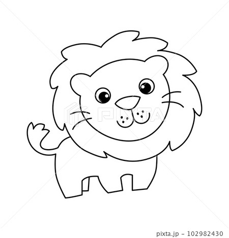 Cute lion cartoon illustration vector, for kids coloring book. 102982430