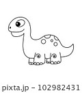 Cute dinosaur cartoon illustration vector, for kids coloring book. 102982431