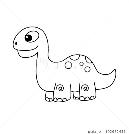 Cute dinosaur cartoon illustration vector, for kids coloring book. 102982431