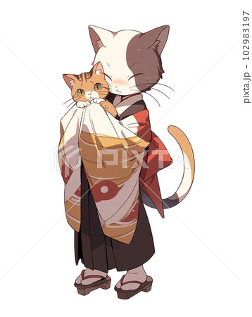 着物を着た猫②のイラスト素材 [102983197] - PIXTA