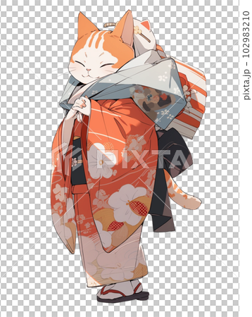 着物を着た猫④のイラスト素材 [102983210] - PIXTA