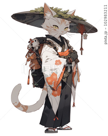 着物を着た猫⑤のイラスト素材 [102983211] - PIXTA