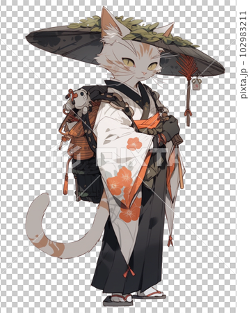 着物を着た猫⑤のイラスト素材 [102983211] - PIXTA