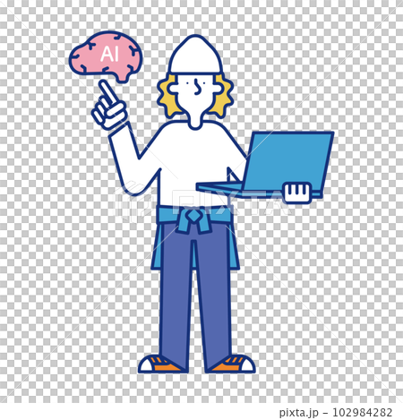 作為 AI 工程師工作的人的插圖 102984282
