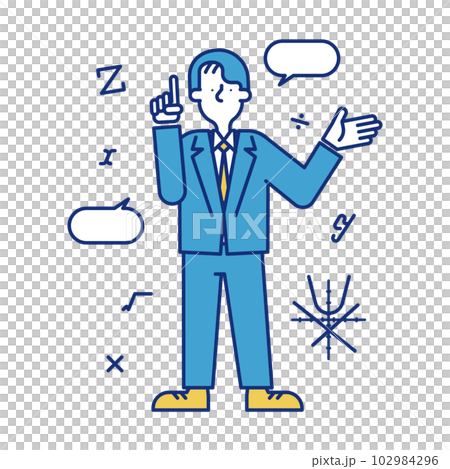 保険数理士（アクチュアリー）の職業に就く男性のイラスト 102984296
