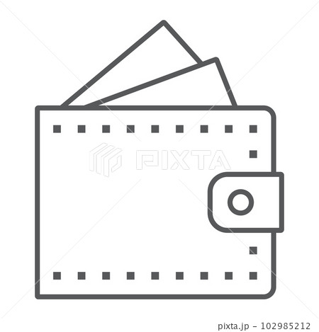 Wallet thin line icon, finance and banking, purse sign, vector graphics, a linear pattern on a white background, eps 10. 102985212