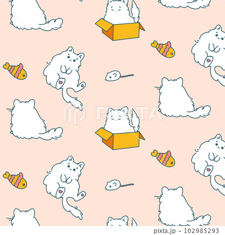 Kids cute seamless pattern with cat. Background. Print for T-shirts, textiles, wrapping paper. 102985293