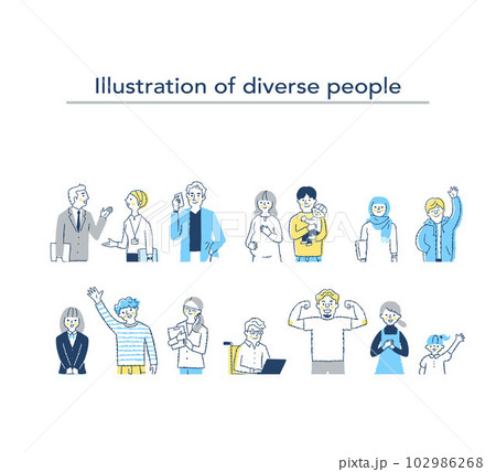 ダイバーシティ・多様性のイメージ　上半身 102986268