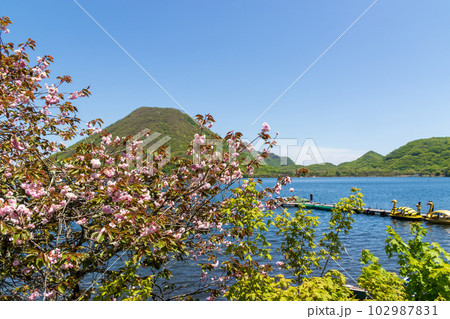 新緑の榛名山 榛名湖と榛名富士 新緑の榛名山 榛名湖と榛名富士 102987831