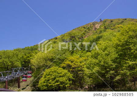 新緑の榛名富士と榛名山ロープウェイ 102988505