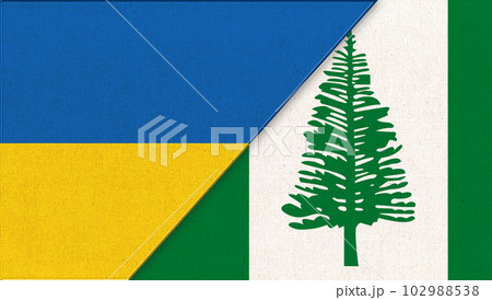 Flag of Ukraine and Norfolk Island. Ukrainian and Norfolk Island relations Flag of Ukraine and Norfolk Island. Ukrainian and Norfolk Island relations 102988538