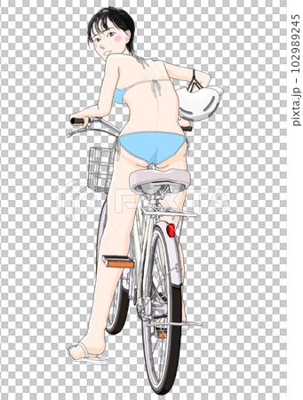 自転車に乗っているビキニ水着の女の子13ヘルメット右側 自転車に乗っているビキニ水着の女の子13ヘルメット右側 102989245
