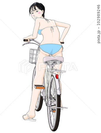 自転車に乗っているビキニ水着の女の子12ヘルメットなし 自転車に乗っているビキニ水着の女の子12ヘルメットなし 102989246