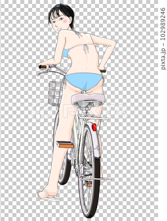 自転車に乗っているビキニ水着の女の子12ヘルメットなし 自転車に乗っているビキニ水着の女の子12ヘルメットなし 102989246