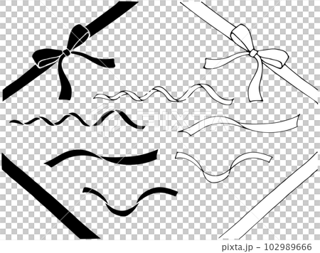 Simple black and white ribbons that can be used for wrapping and frames Monochrome hand-drawn line drawing materials Simple black and white ribbons that can be used for wrapping and frames Monochrome hand-drawn line drawing materials 102989666